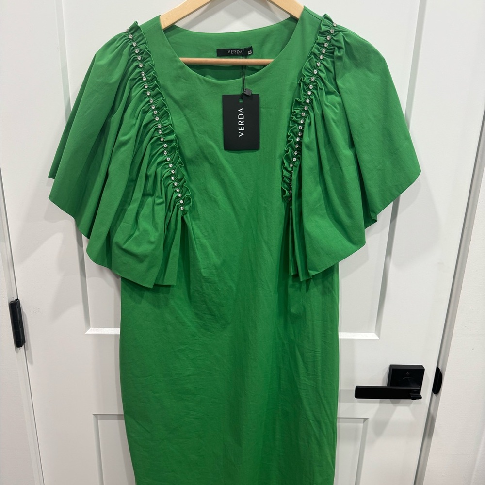 Green Midi Dress with Elegant Drapes